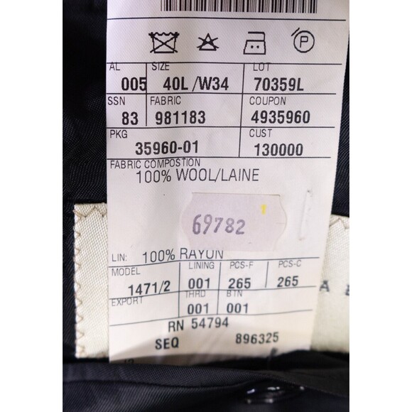 Joseph Abboud Tuxedo Blazer Mens Solid Black Dinner Jacket Coat Sz 40L 2-Button - Picture 11 of 14